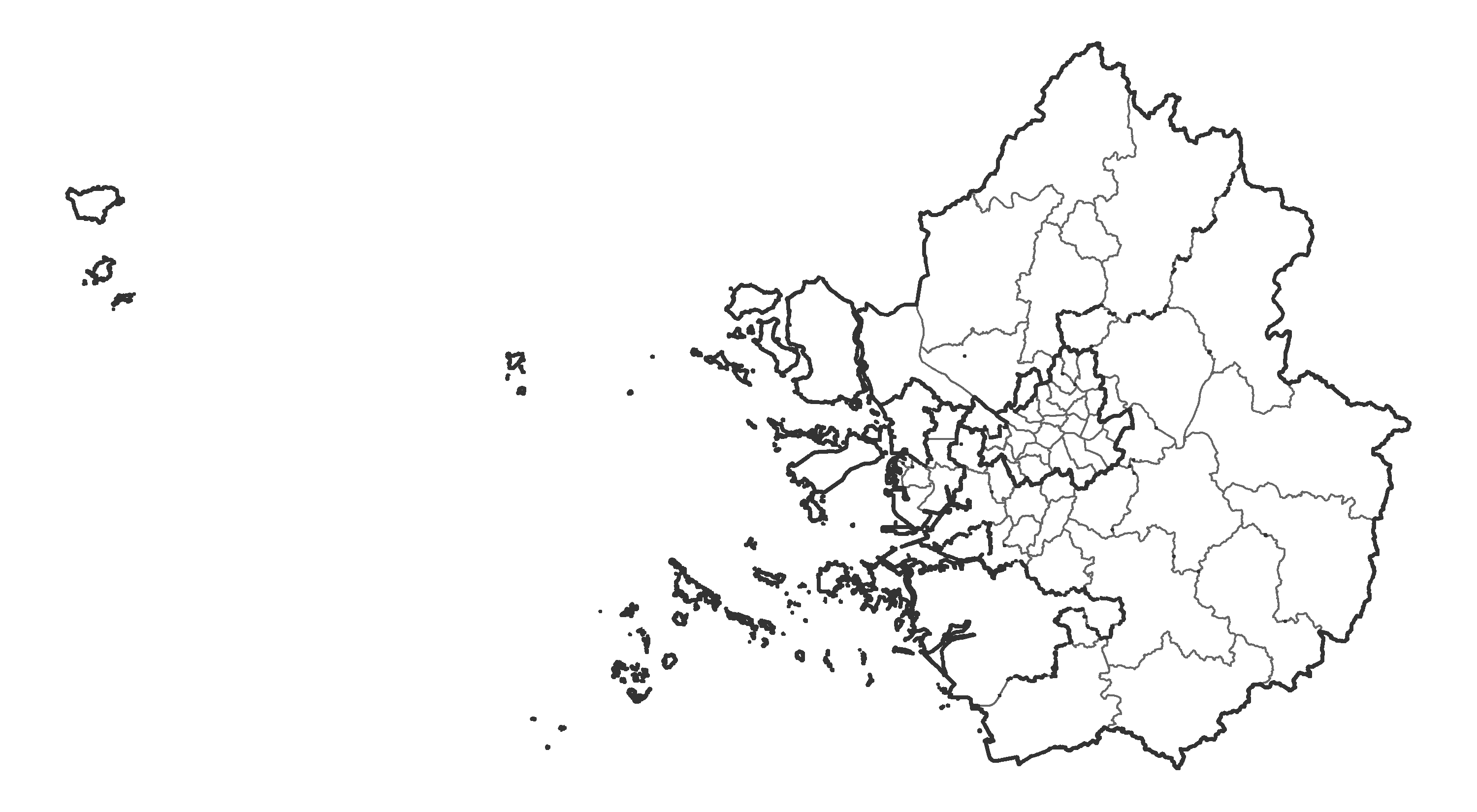 행정구가 병합된 수도권 시군구 지도